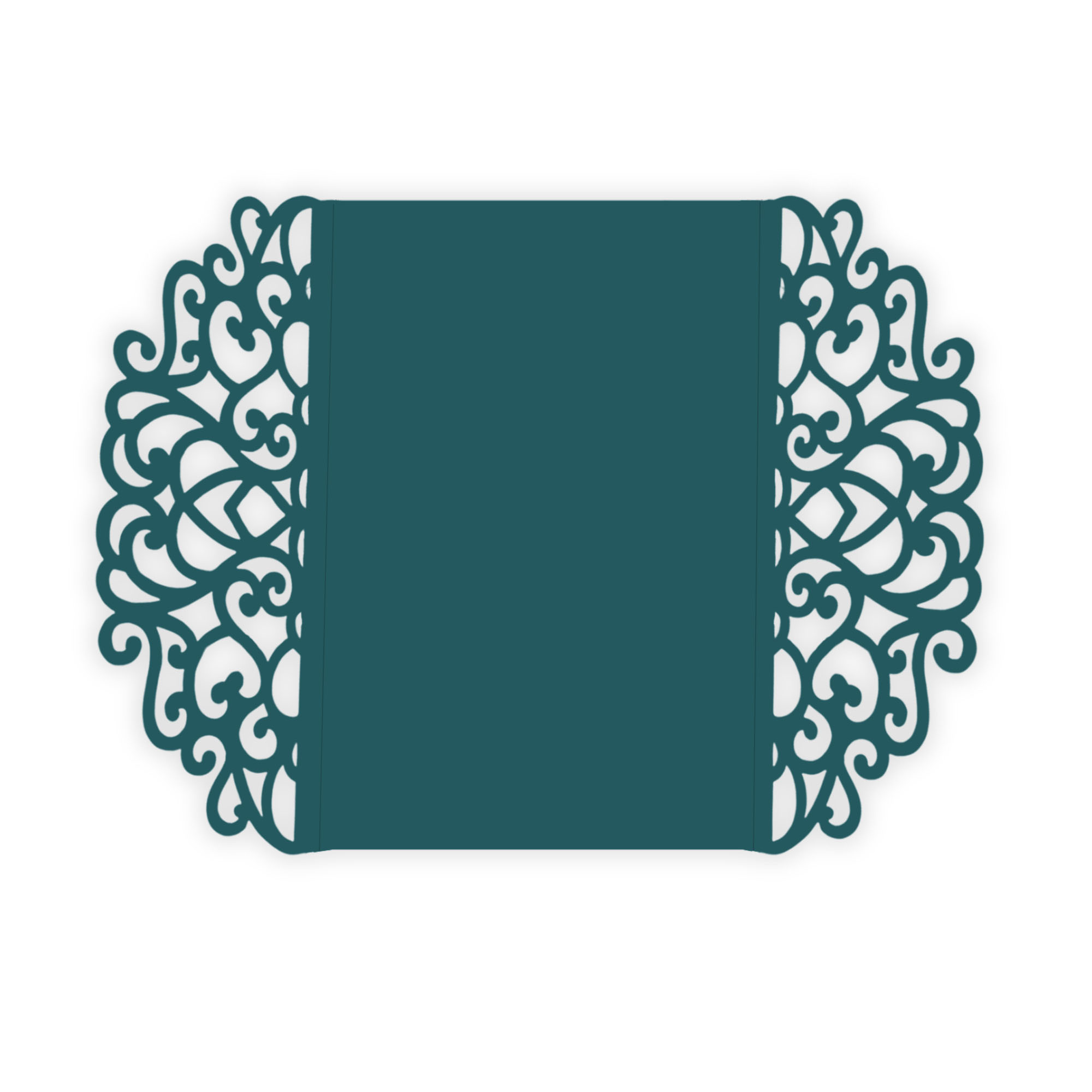 Simple Lace Laser Cut Invitation Gate Fold - 5 x 7 Dark Teal Matte 111C