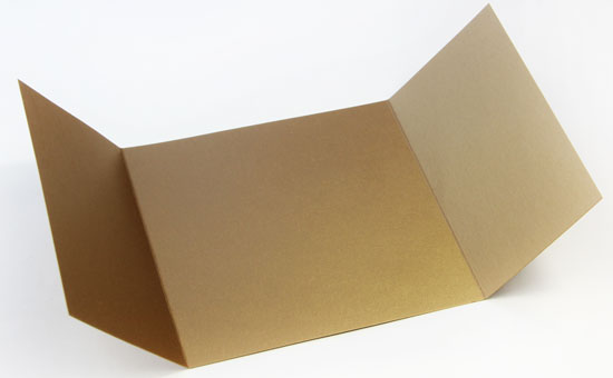Gatefold Invitation Enclosure - 5 5/16 x 5 5/16, Metallic Antique Gold