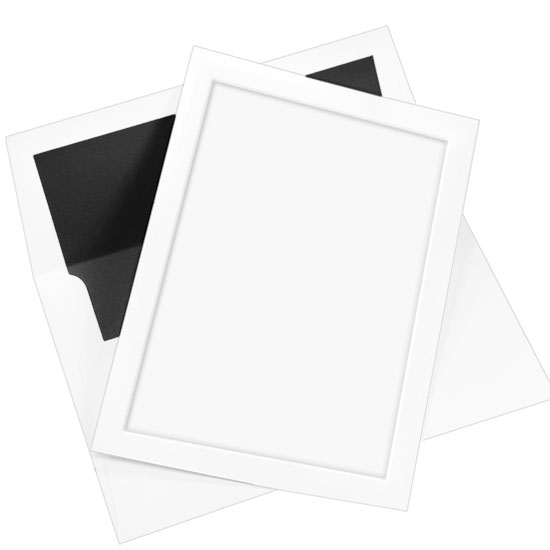 Panel Invitation Kit, White, Ebony Lined Envelopes