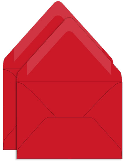Scarlet Red Double Envelopes - A7 Gmund Colors Matt 5 1/4 x 7 1/4 Euro Flap 68T