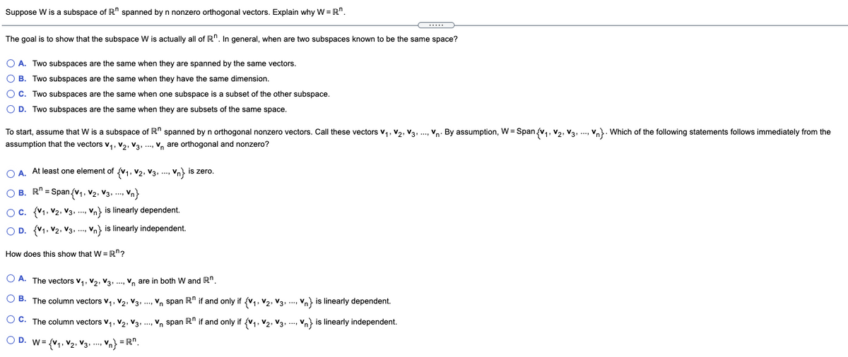 Suppose W is a subspace of R