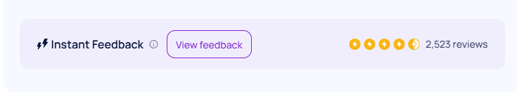 A highlighted rectangular component displaying the Instant Feedback rating, number of reviews, and a button to view the individual reviews.
