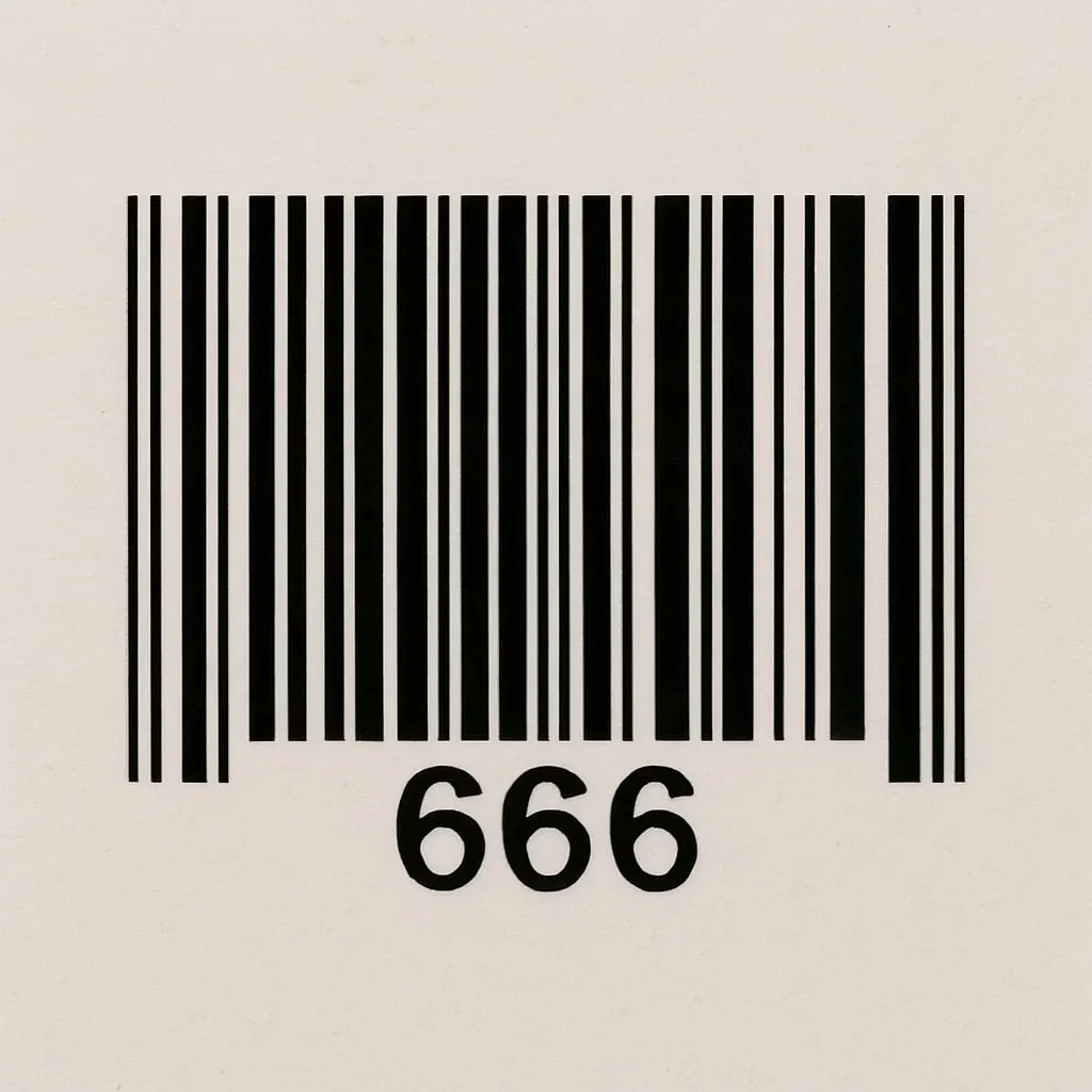Barcode with number 666 — symbolic representation of angel number 666 and its misunderstood spiritual meaning.