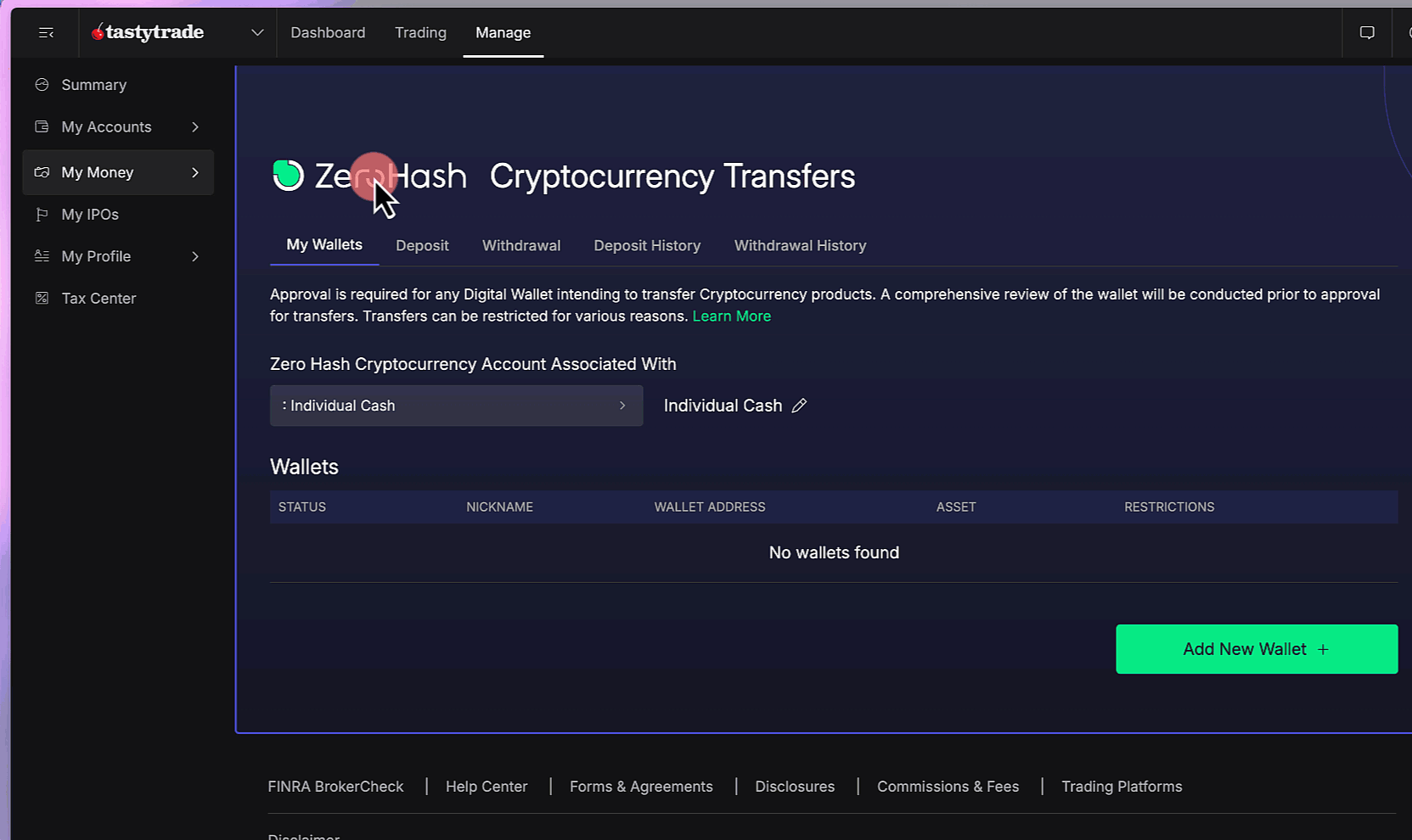 Cryptocurrency Transfers at tastytrade