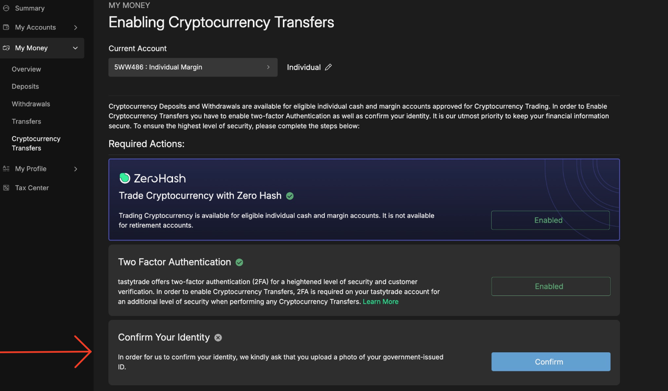 Cryptocurrency Transfers at tastytrade