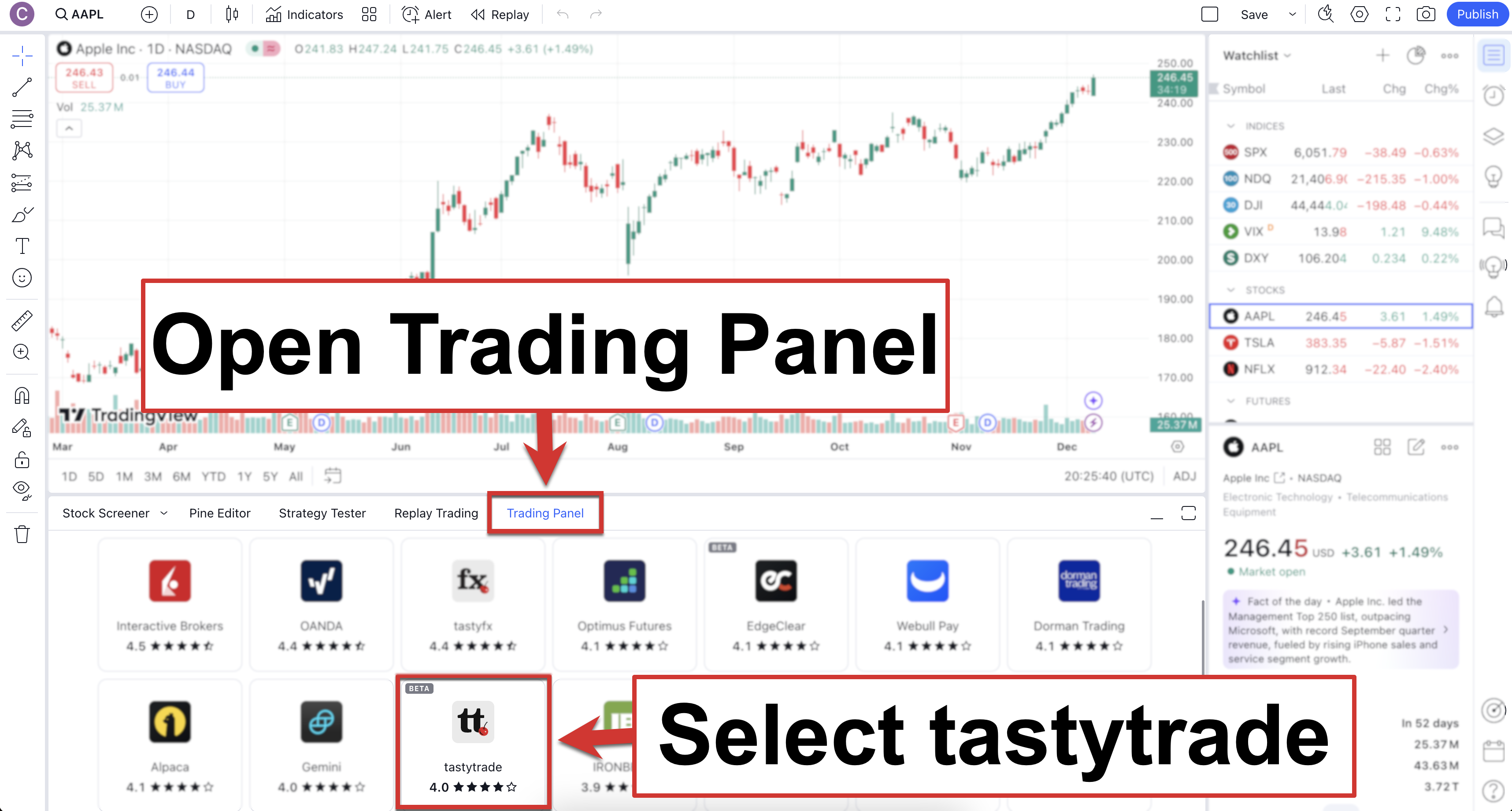 Link tastytrade with TradingView