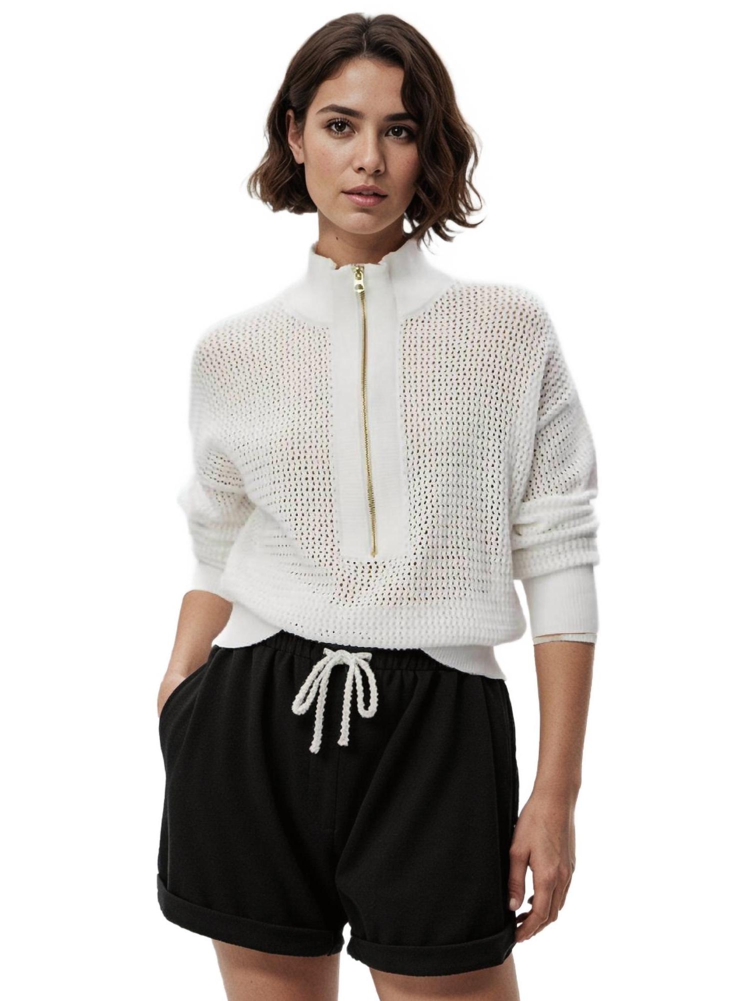 Varley aurora half-zip knit sweater in White - Picture 2 of 6