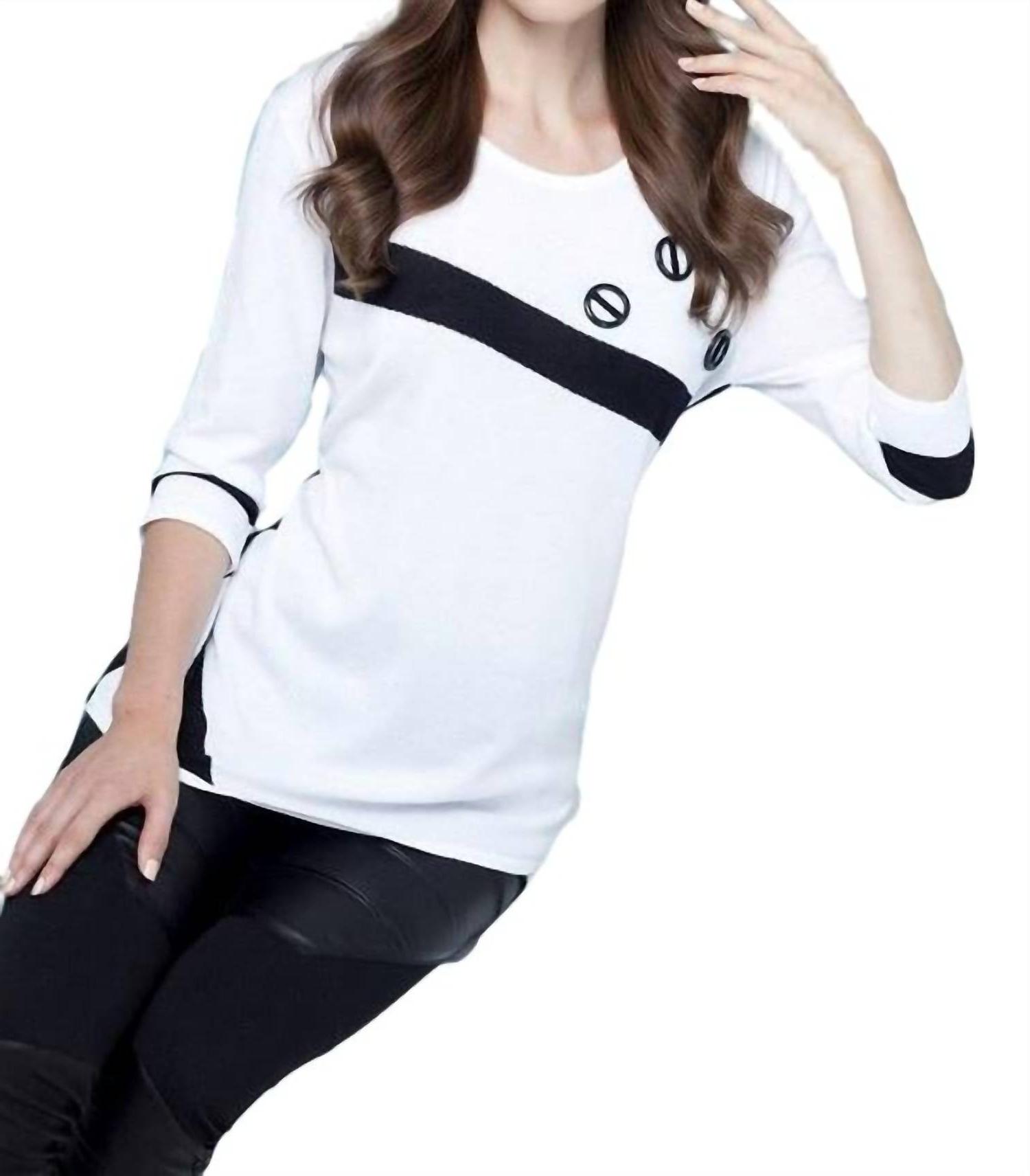 Angel Diagonal Stripe Top White/black - Picture 2 of 5