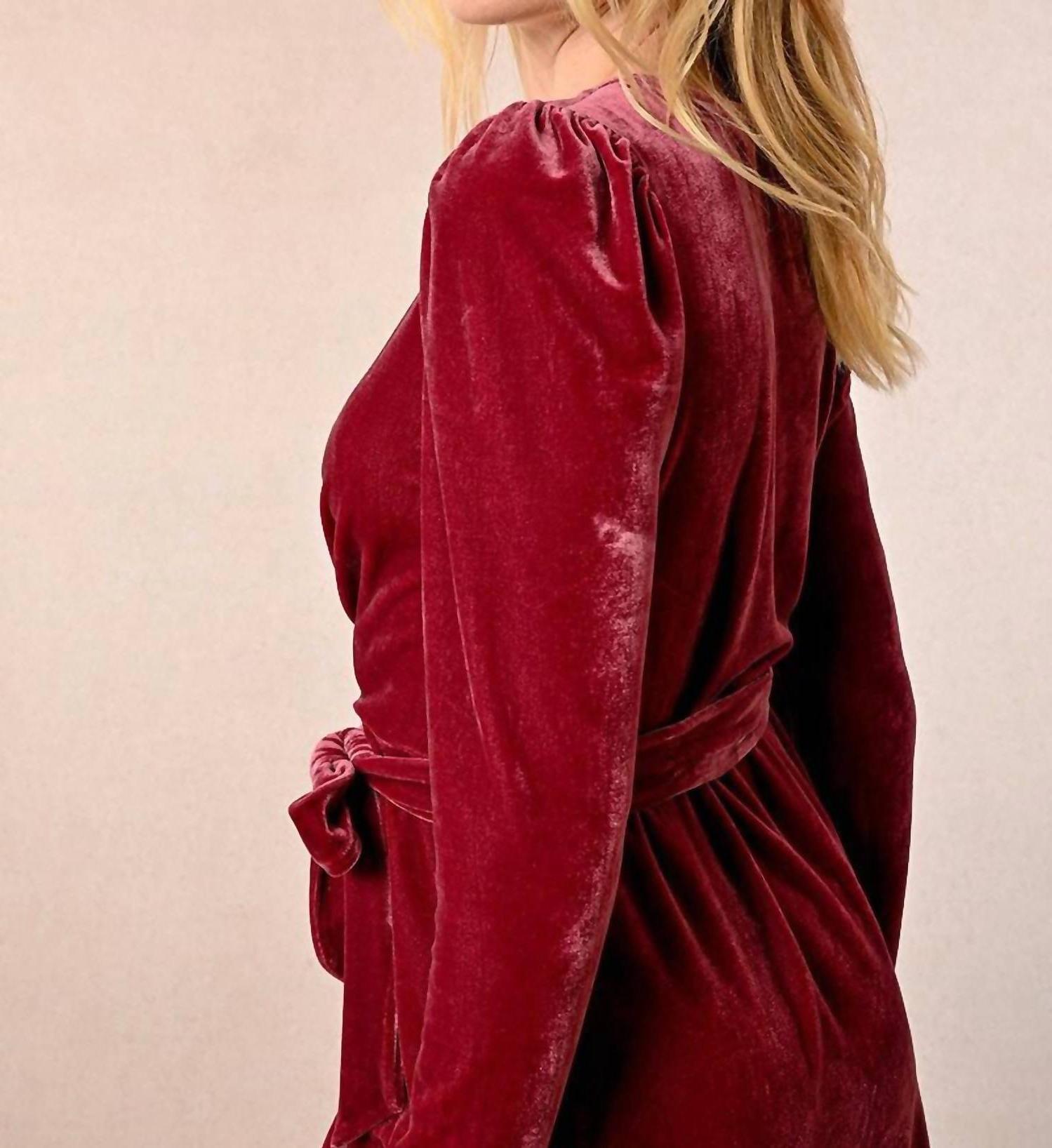 Molly Bracken Asymmetrical Velvet Dress Pink - Picture 5 of 11