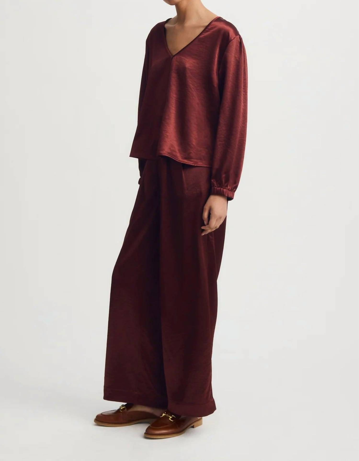 Melissa Nepton Eileen Wide Leg Pant Burgundy