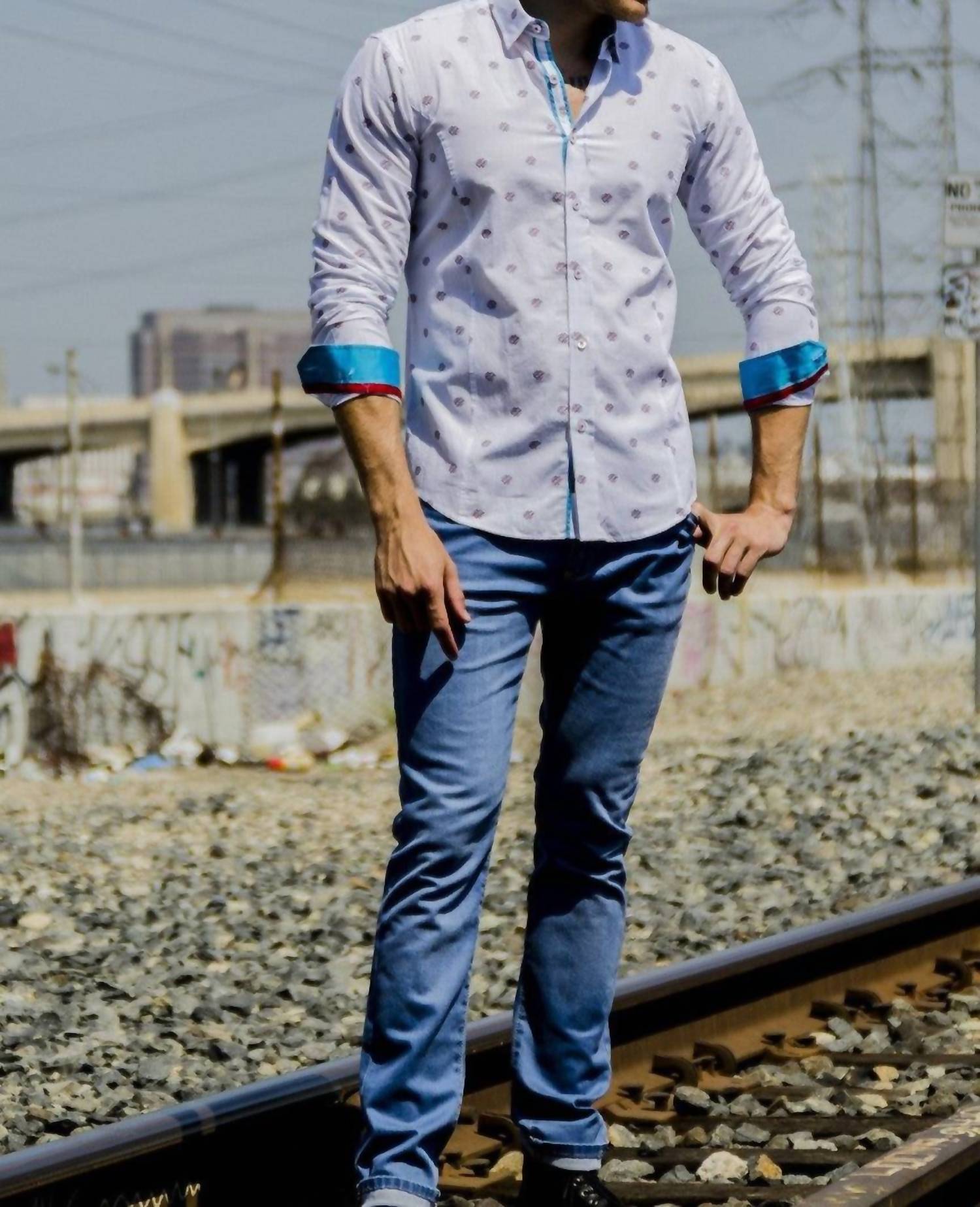 Eight X Fill Coupe Button Down Shirt With Trim White