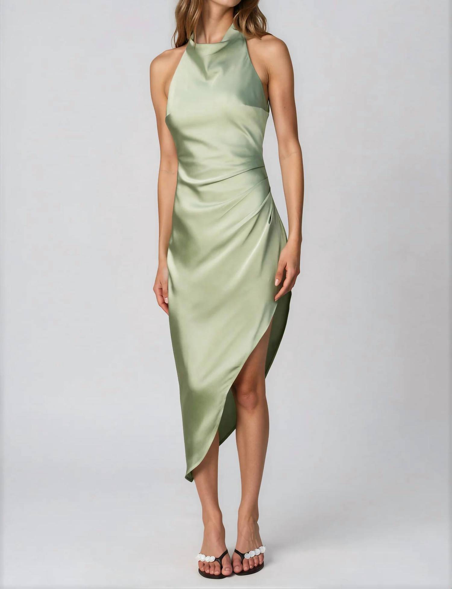 Dress Forum Eliza Halter Asymmetrical Dress Sage