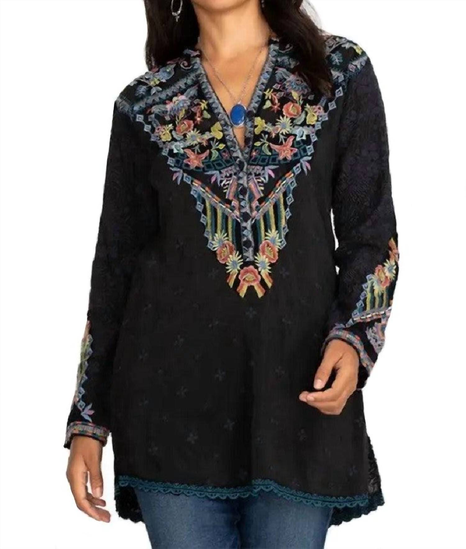 Pre-owned Johnny Was Croydon Tunic In Black