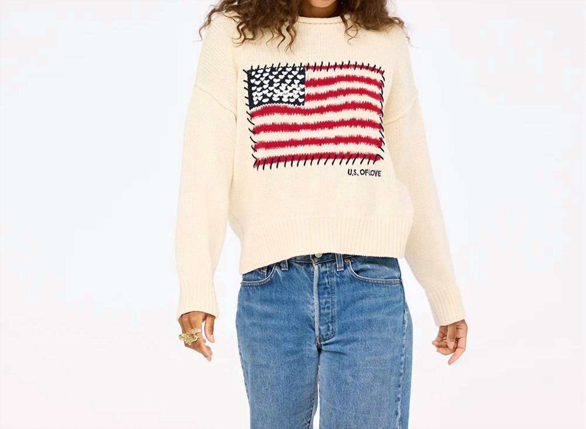 Kerri Rosenthal Soulcycle Roll Neck U.s. Of Love Sweater Natural