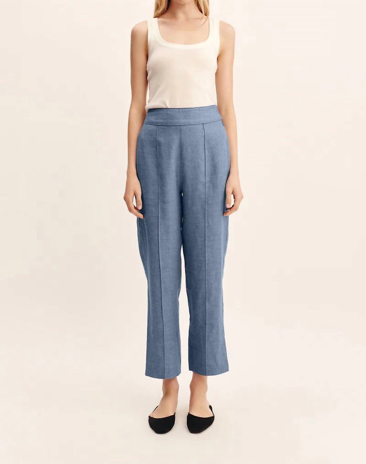 Posse Thea Straight Leg Trousers Steel Blue