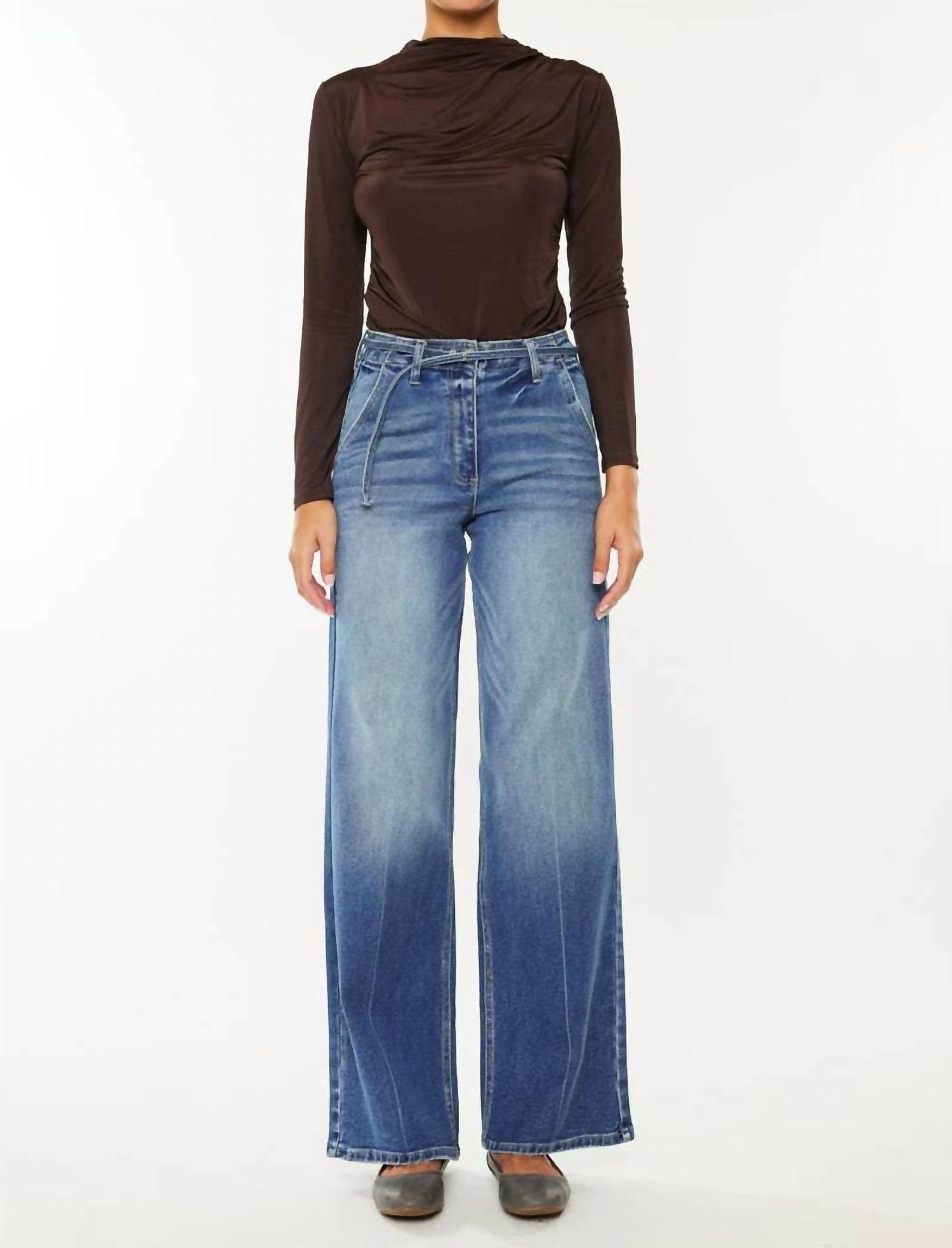 Kancan Santa Monica High Rise Wide Leg Jeans Medium Indigo Wash - Picture 5 of 16