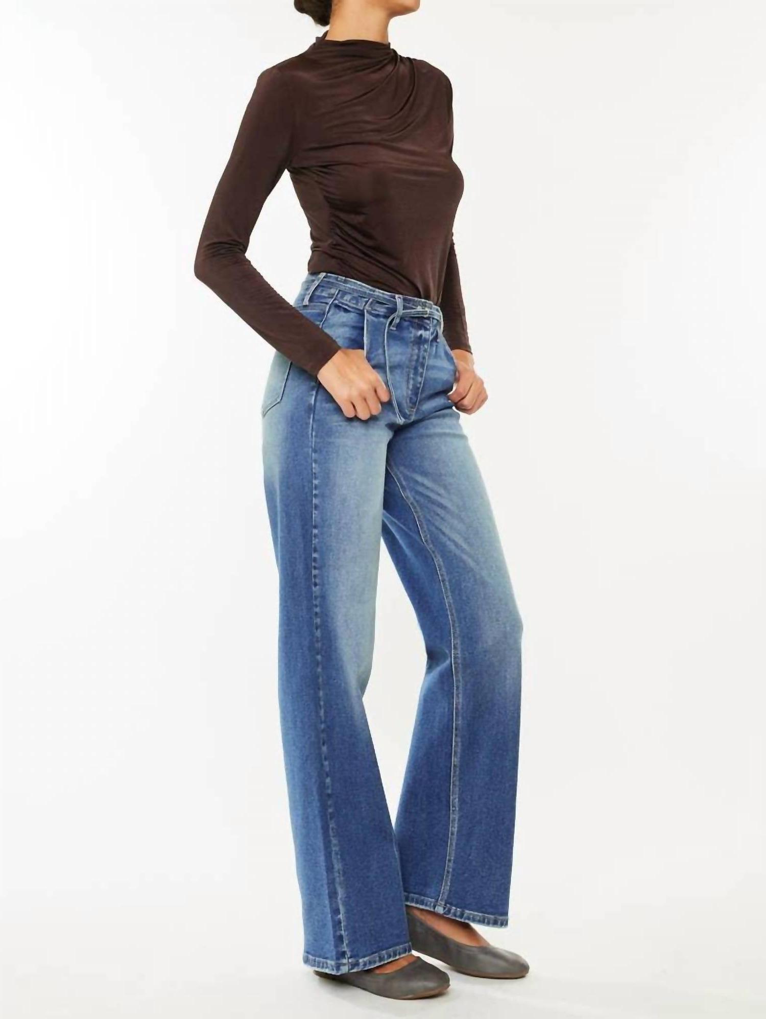 Kancan Santa Monica High Rise Wide Leg Jeans Medium Indigo Wash - Picture 6 of 16