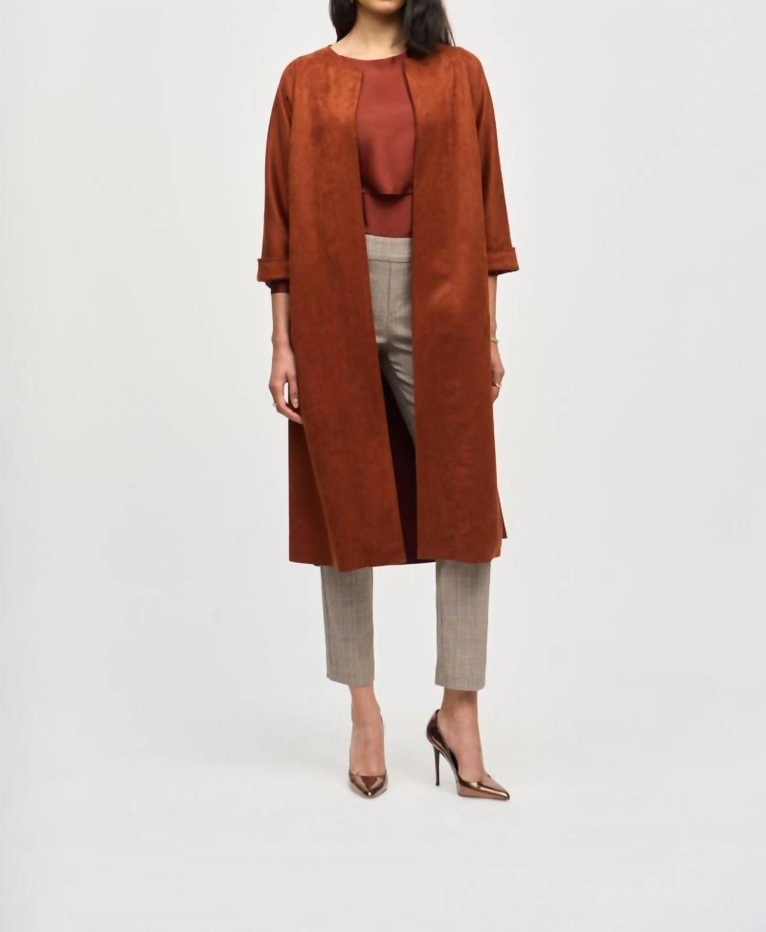 Joseph Ribkoff Suede Straight Coat Cinnamon - Picture 4 of 9