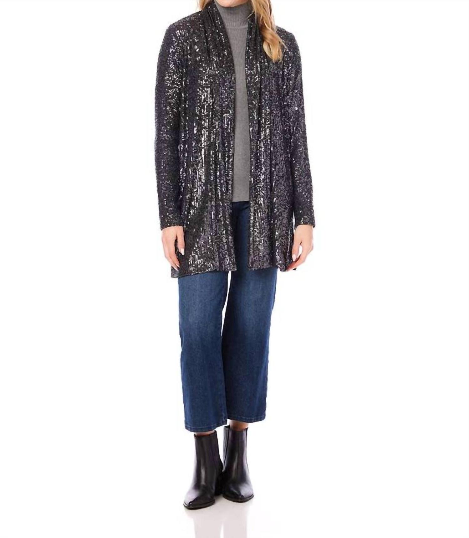 Karen Kane Sequin Duster Smoke - Picture 2 of 9
