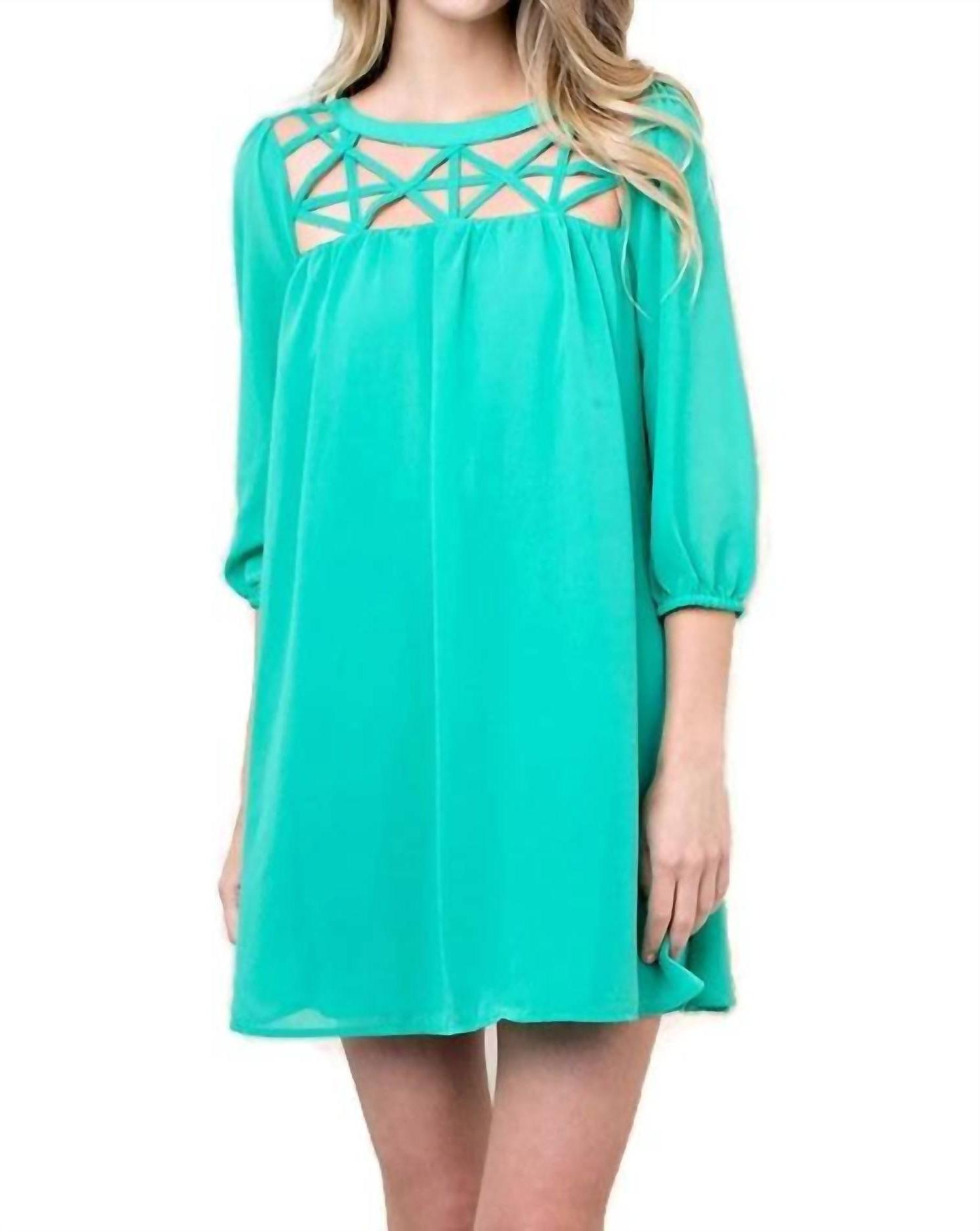 Kori Lattice Baby Doll Dress Green - Picture 2 of 10