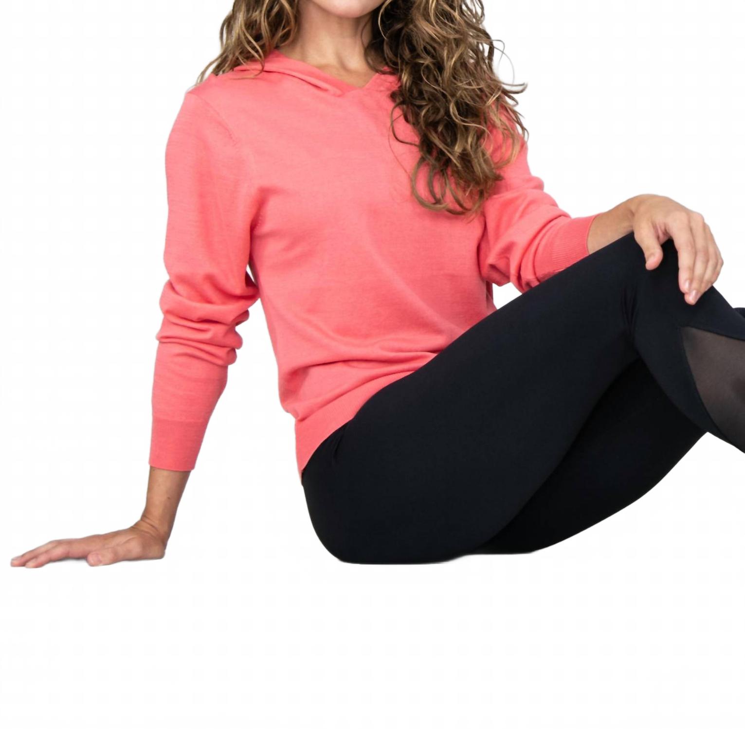 Body Wrappers leichtes veganes Kaschmir Kapuzenshirt koralle - Bild 2 von 13