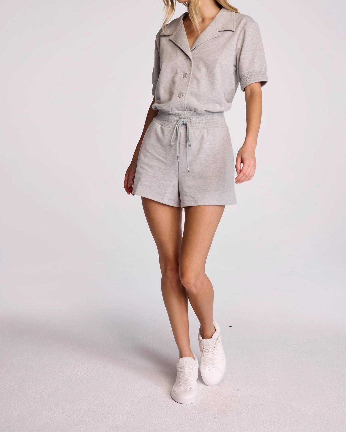 Sundays Coras Short-Sleeve Romper Fog Heather