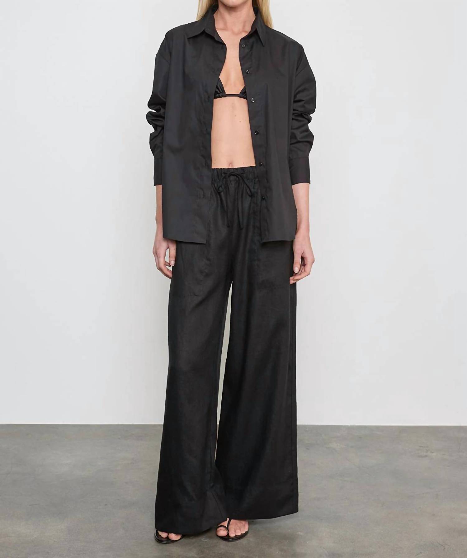 Enza Costa Linen Cropped Summer Pant Black