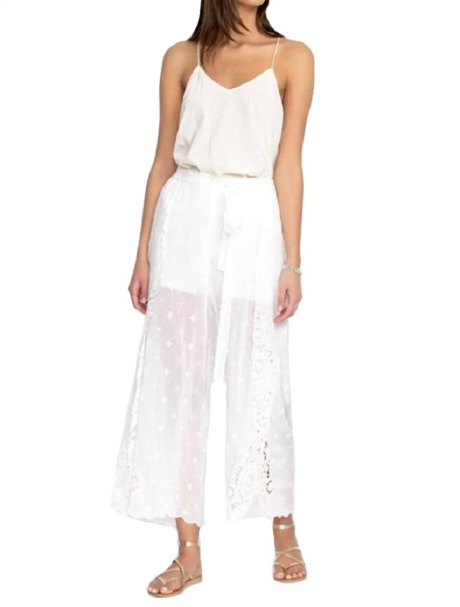 Pre-owned Johnny Was Eleuthera Wrap Pant In White