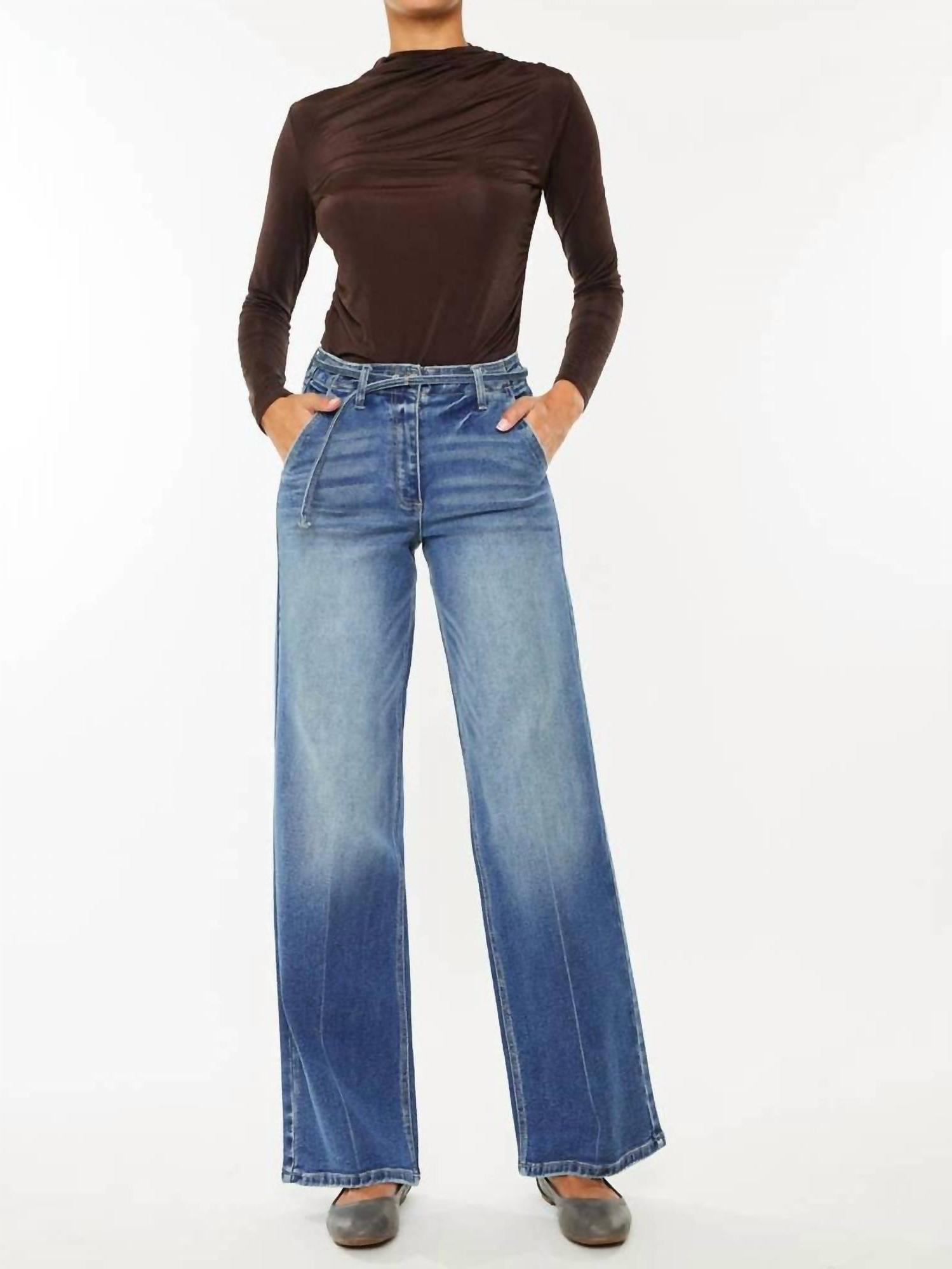 Kancan Santa Monica High Rise Wide Leg Jeans Medium Indigo Wash - Picture 2 of 16