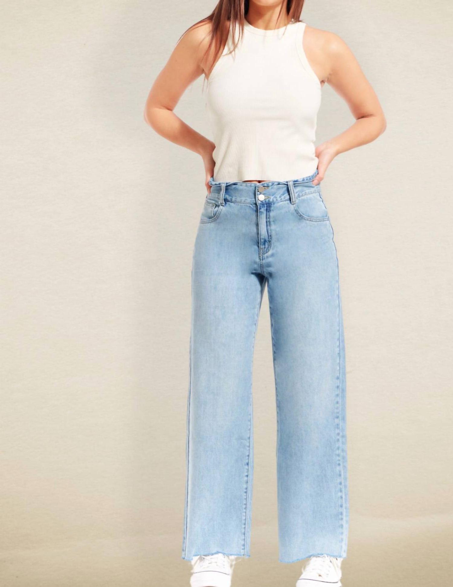 1822 Denim Bleach Please Folded Waistband Jeans Ligh Wash