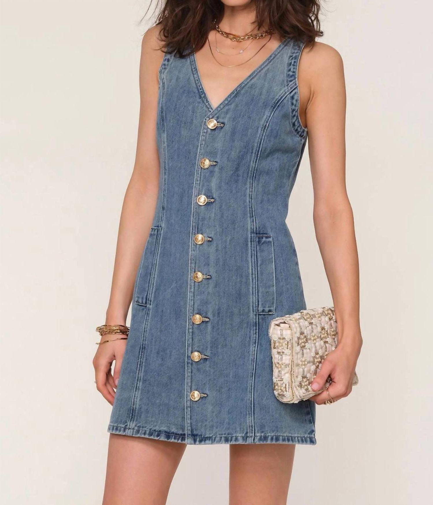 Heartloom Denim Mini Dress Light Blue - Picture 2 of 9