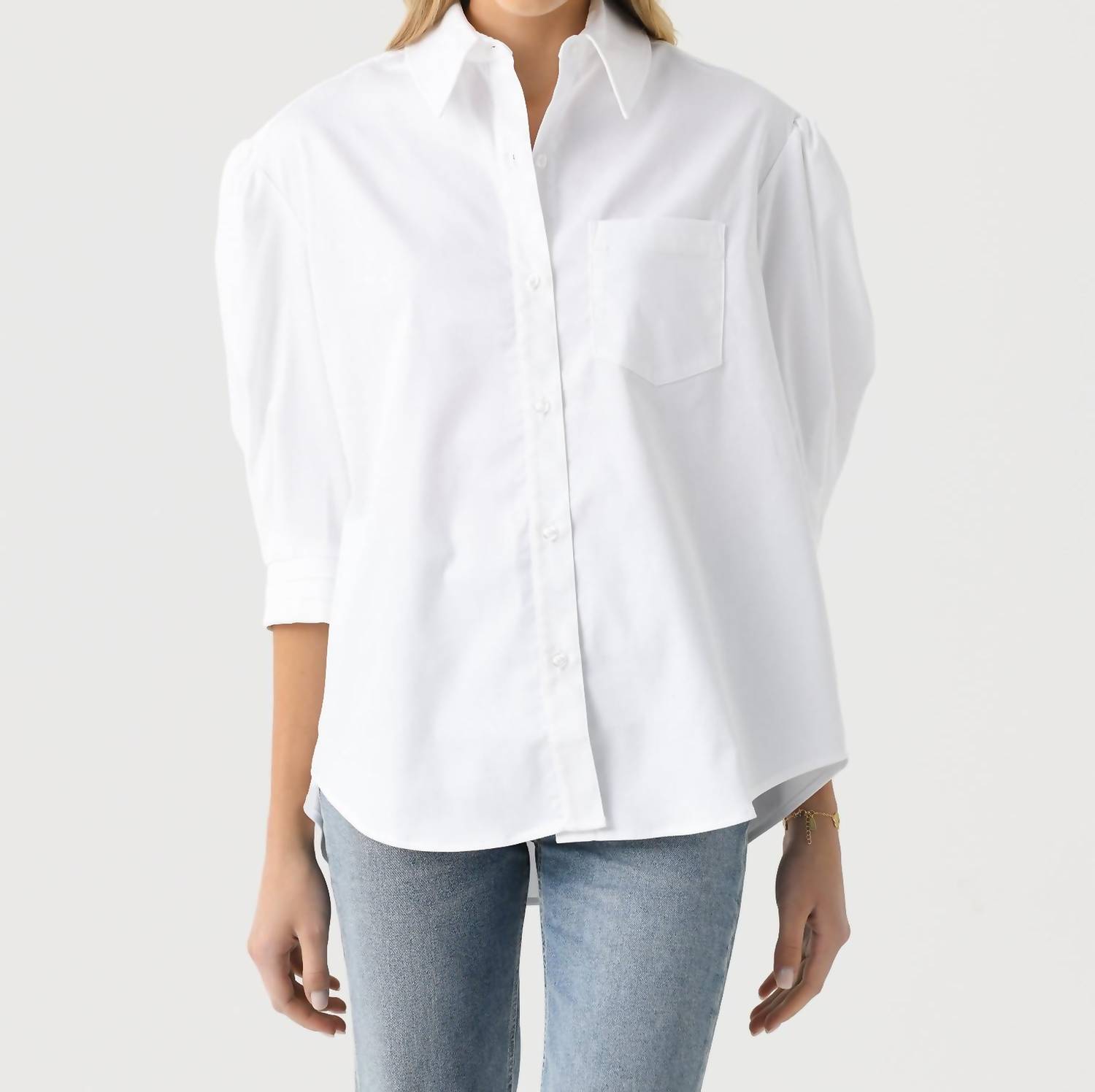 Pre-owned Jag Women's The Jill Top In White Satin