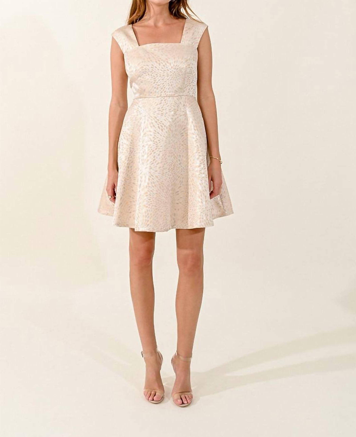 Molly Bracken Wedding Guest Mini Dress Beige