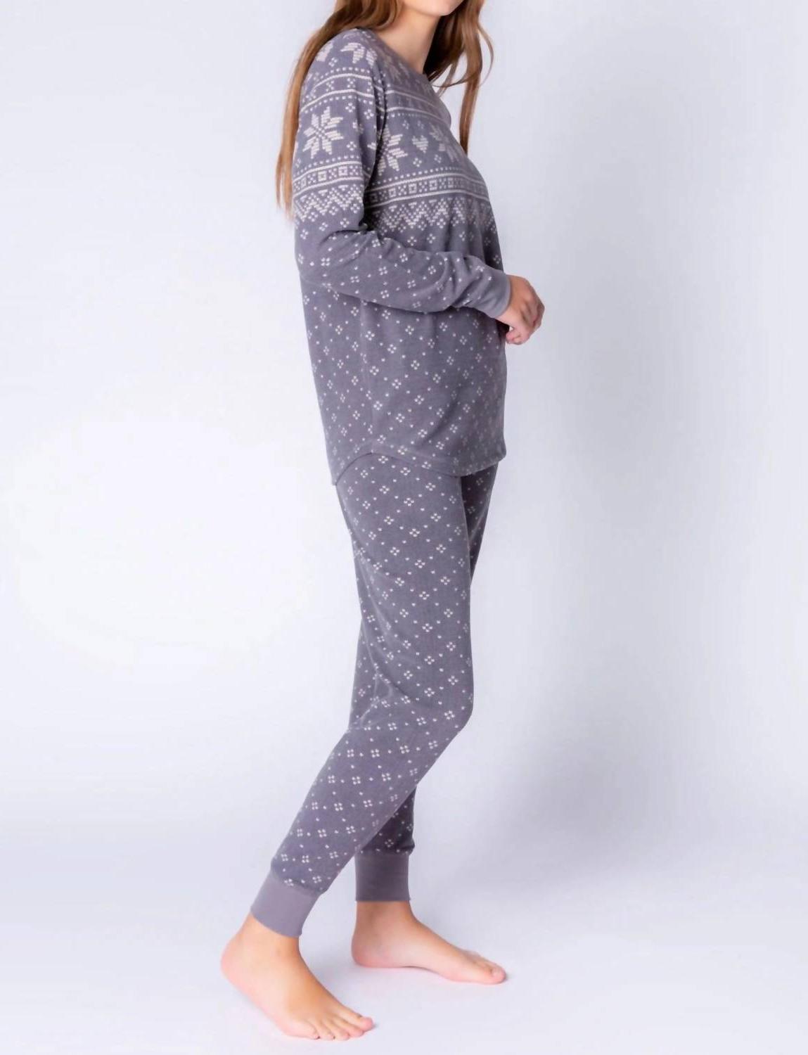 Pj Salvage Fair Isle Long Sleeve Lounge Top Charcoal - Picture 6 of 16