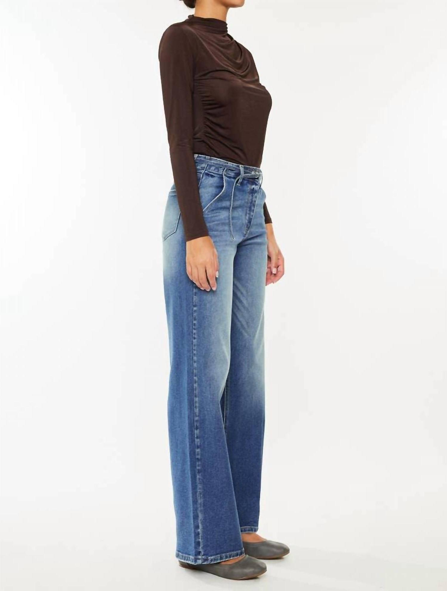 Kancan Santa Monica High Rise Wide Leg Jeans Medium Indigo Wash - Picture 3 of 16