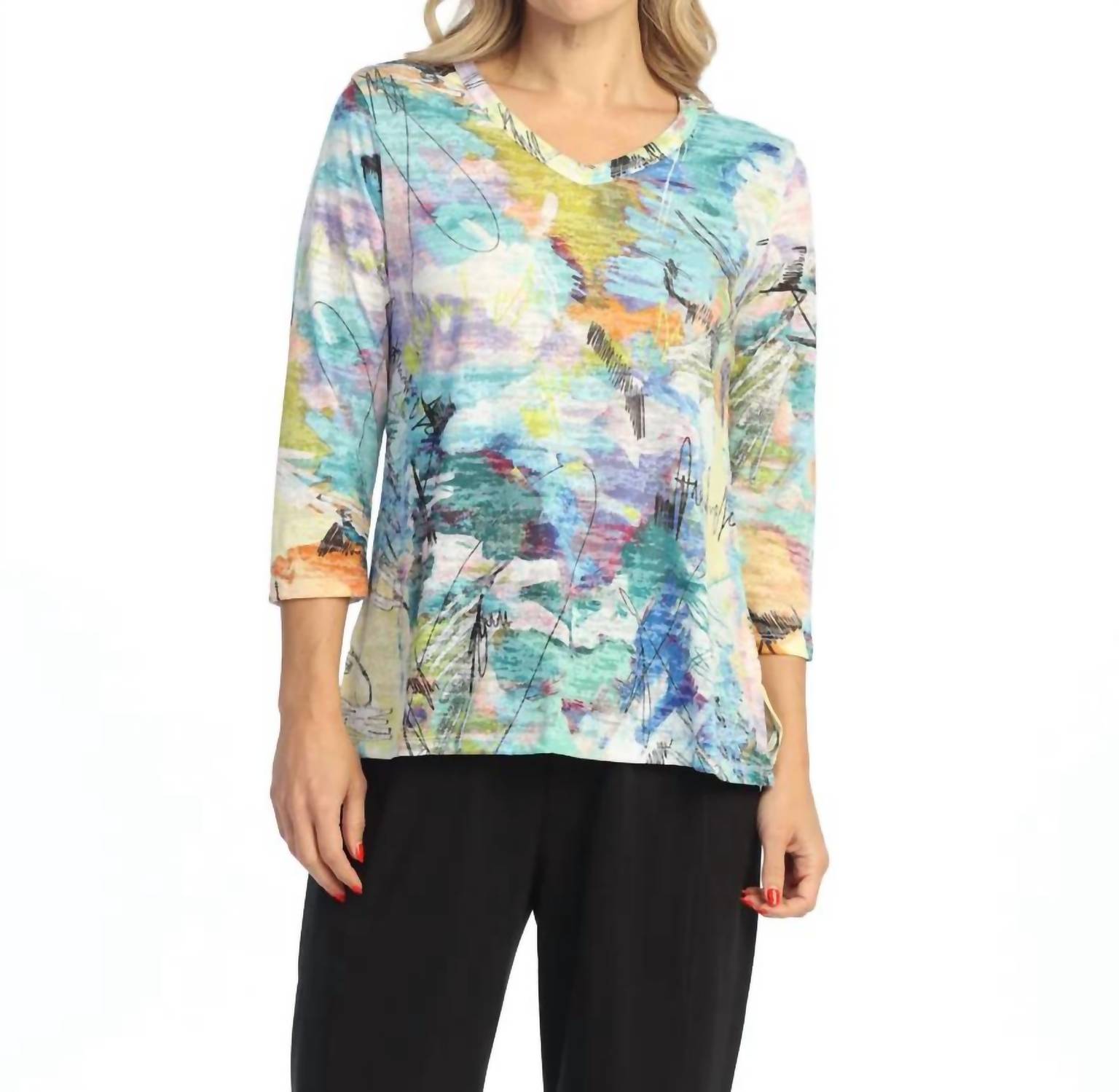 Jess & Jane Kelly Burnout Sublimation Top Abstract Print