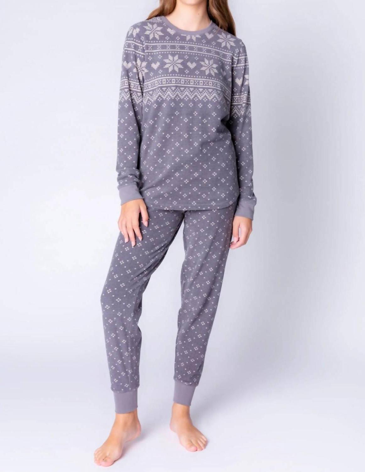 Pj Salvage Fair Isle Long Sleeve Lounge Top Charcoal - Picture 5 of 16