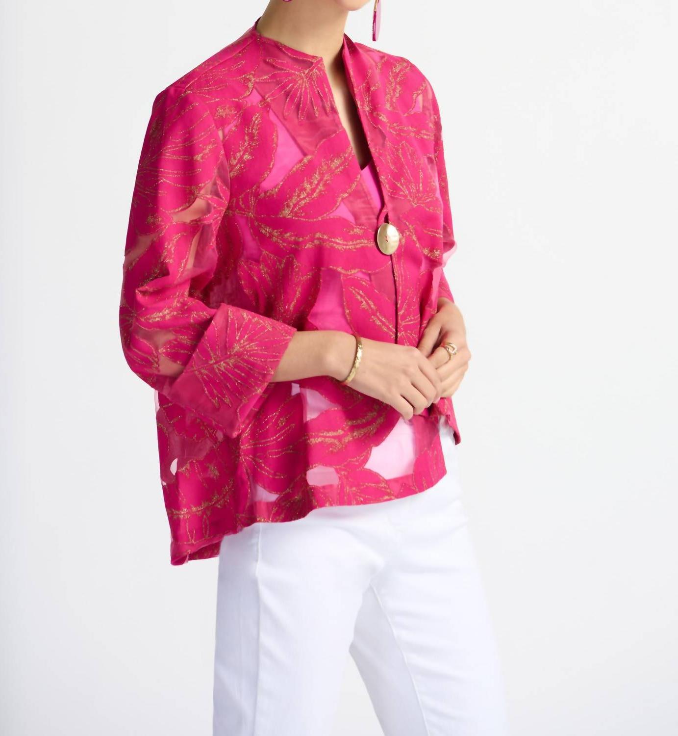 Joseph Ribkoff Tropical Swing Jacket Pink/gold - Picture 3 of 9