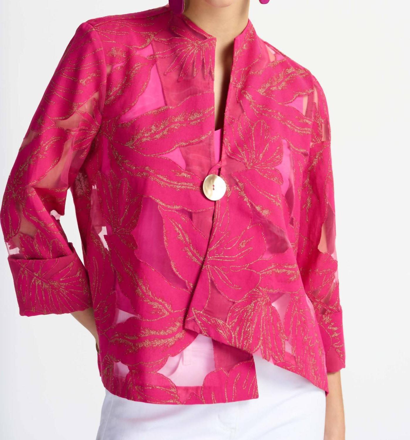Joseph Ribkoff Tropical Swing Jacket Pink/gold - Picture 4 of 9