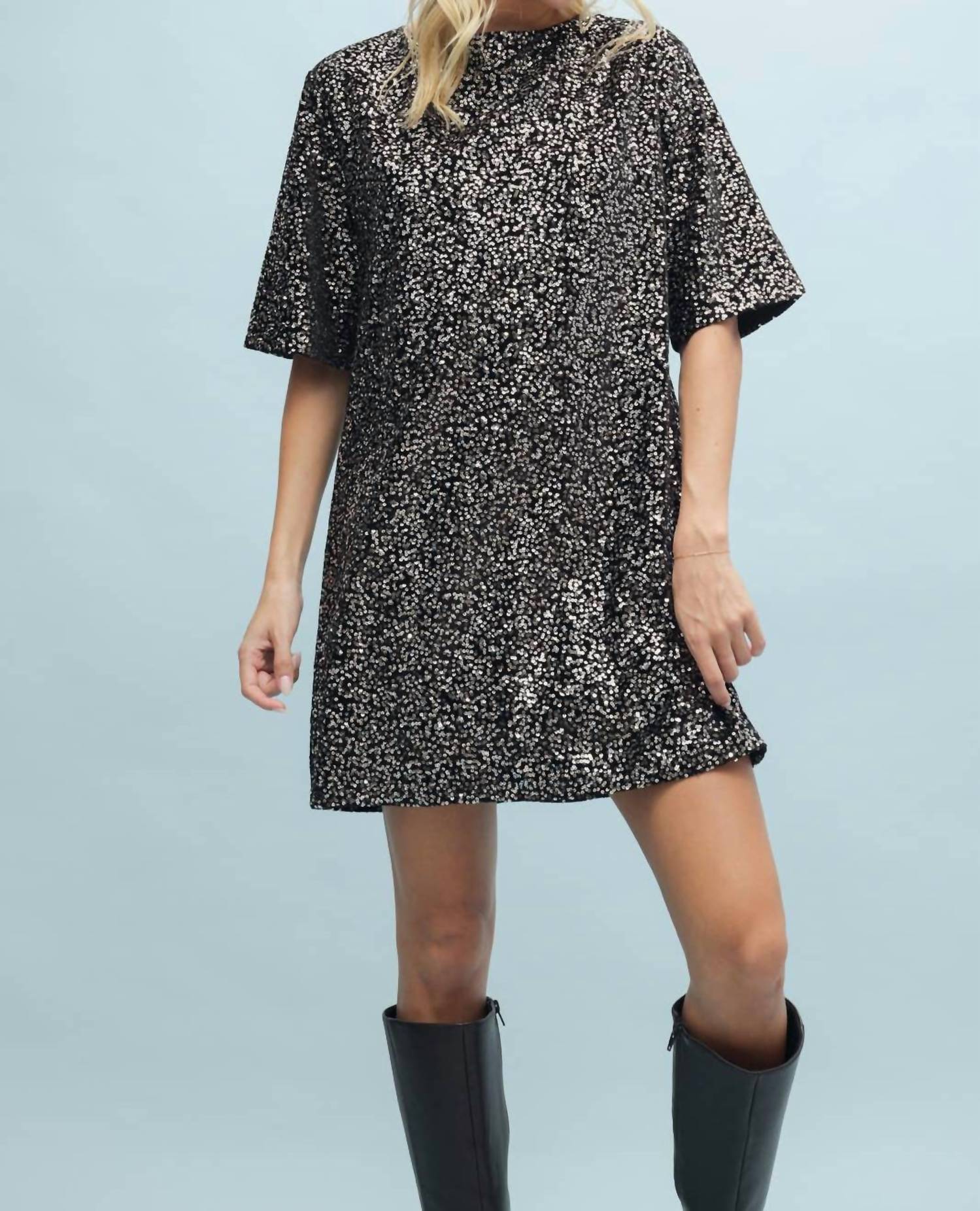Wishlist Sabrina Sequin Mini Dress Black