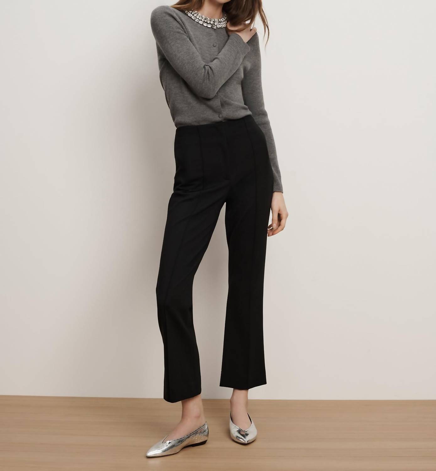 Veronica Beard Kean High-Waisted Slim-Leg Trouser Black