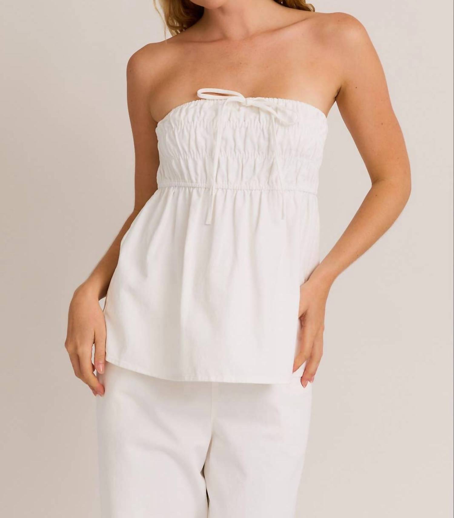 Le Lis Charlotte Bow Front Babydoll Top White