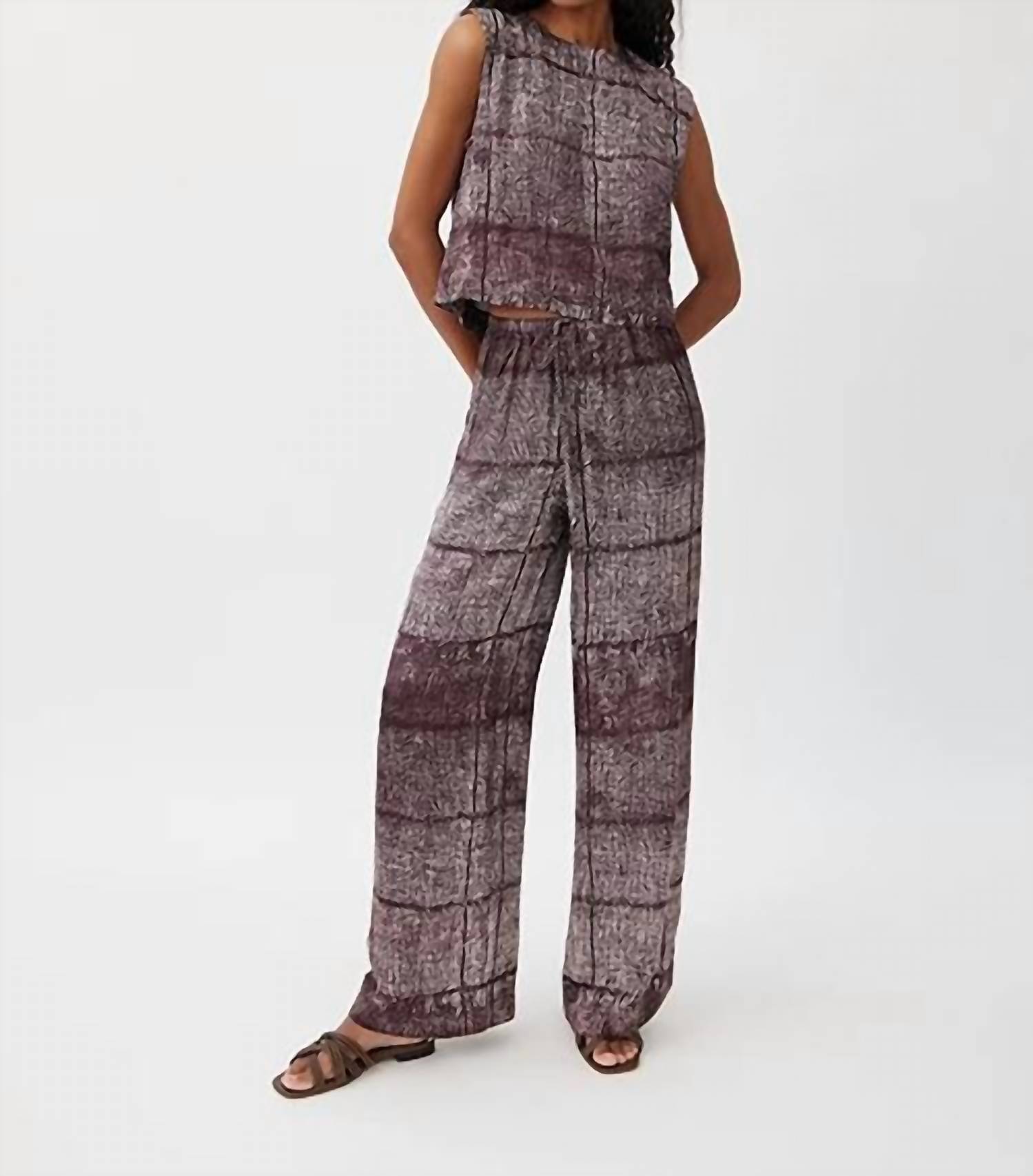 Bella Dahl Wide Leg With Wide Hem Pants Asilah Textured Prnt