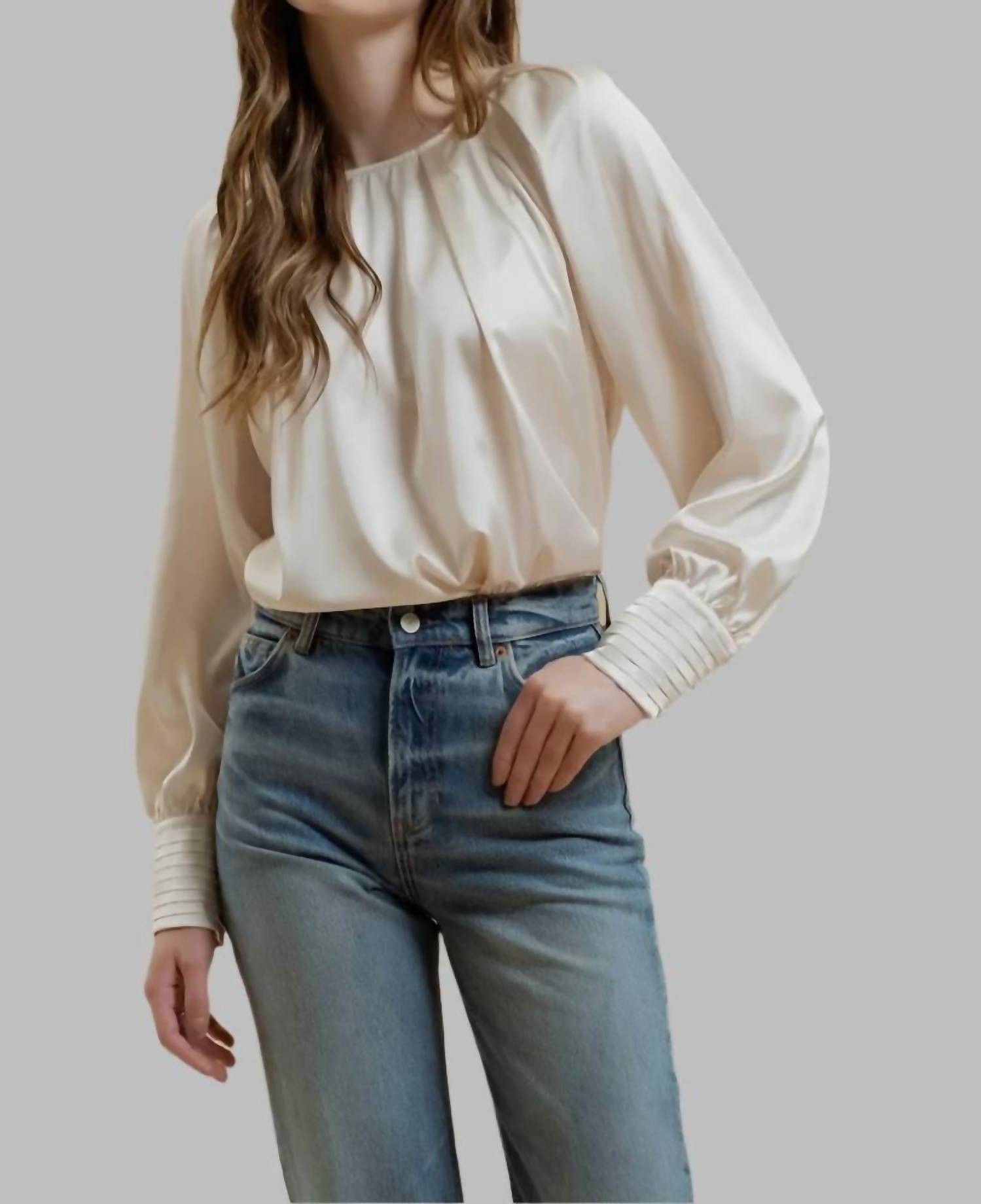 Blu Pepper Layla Bishop Sleeve Blouse Champagne