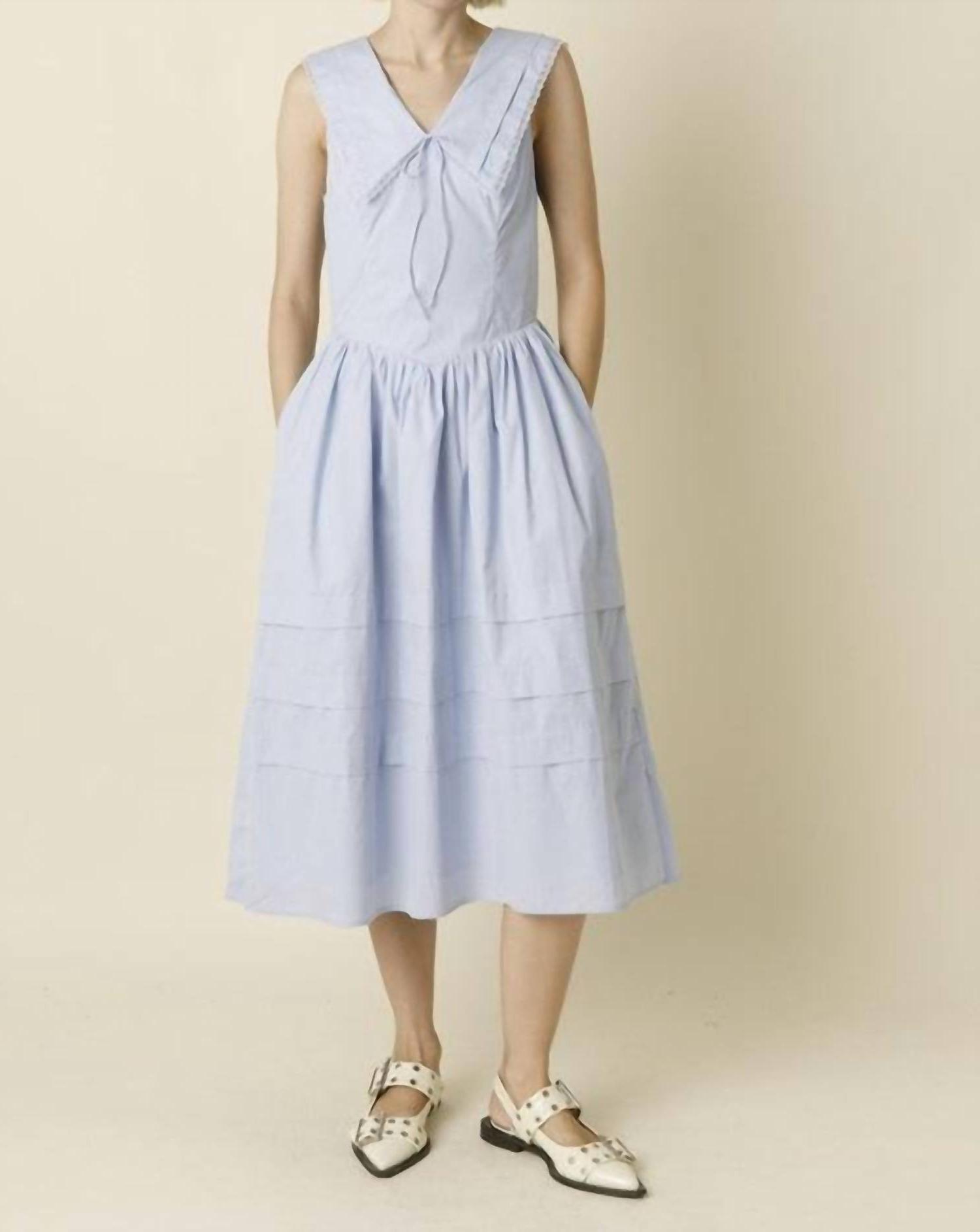 knee length dresses for ladies Sailor Collar Midi Dress