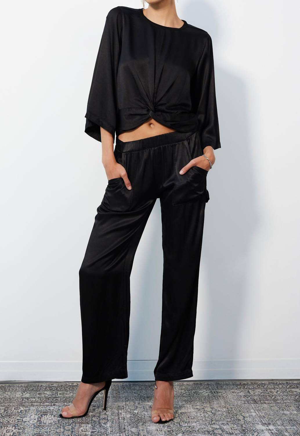 Bobi Wide Leg Panter Pants Black