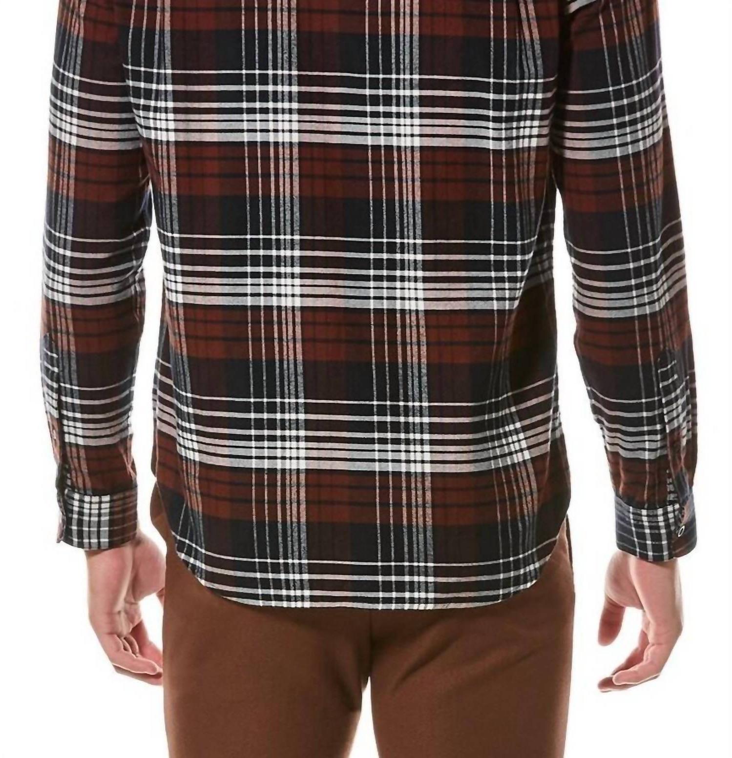 Vince Men's Cedarwood Plaid Shirt Coastal And Acorn - Picture 3 of 7