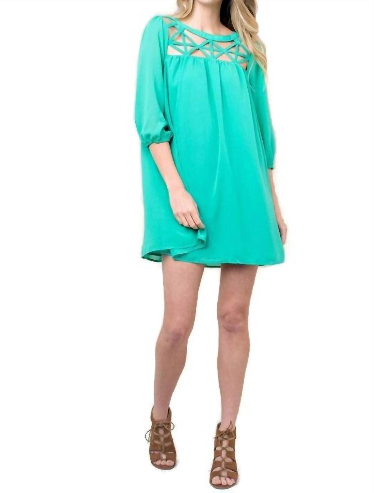 Kori Lattice Baby Doll Dress Green - Picture 4 of 10