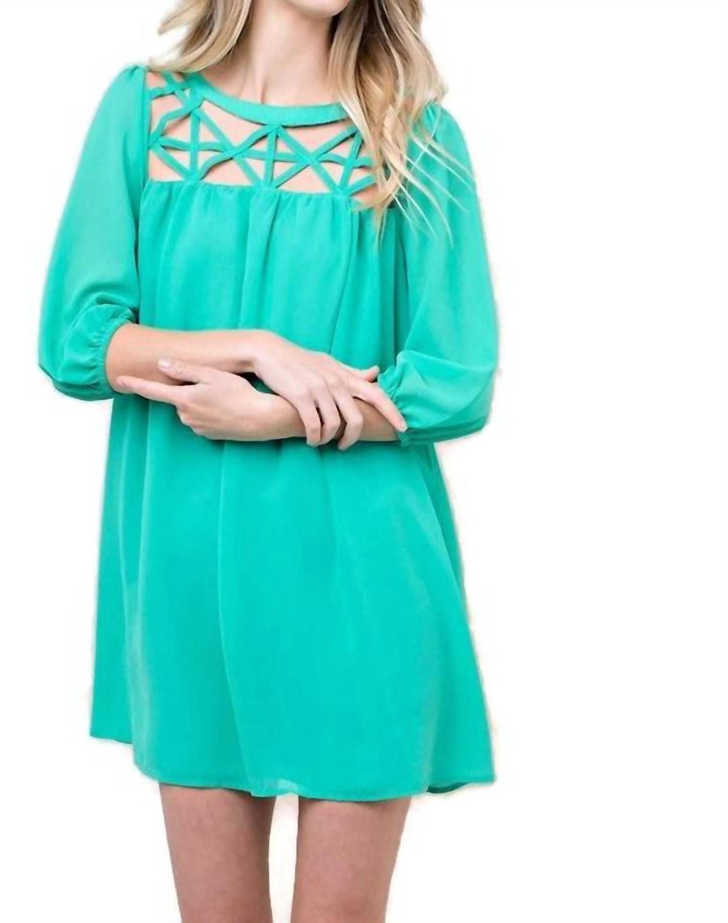 Kori Lattice Baby Doll Dress Green - Picture 3 of 10