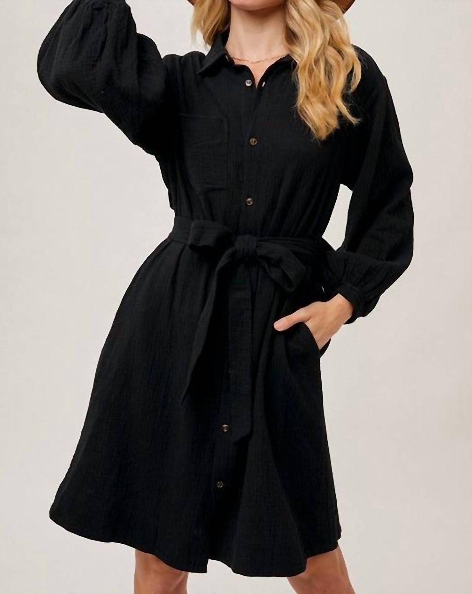 Bluivy jayden tie waist shirtdress Black - Picture 2 of 7